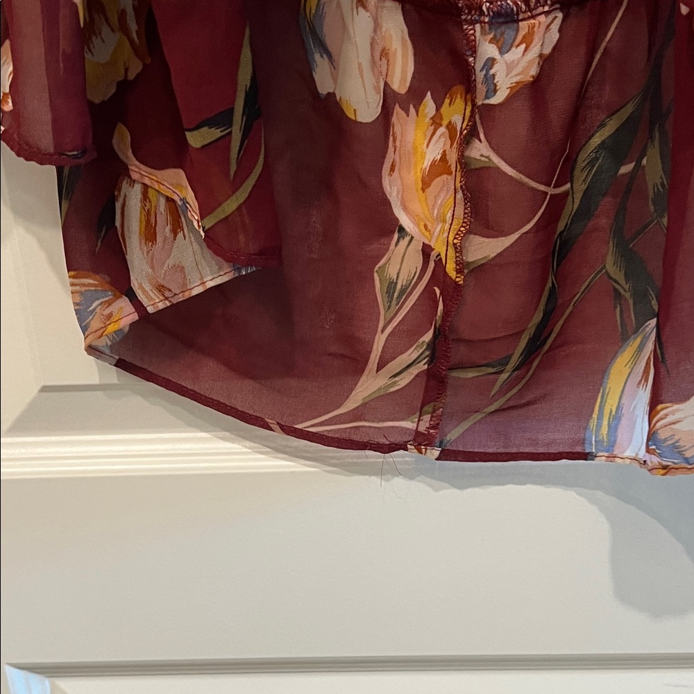 a new day Burgundy Floral Asymmetrical Dress - Picture 8 of 9